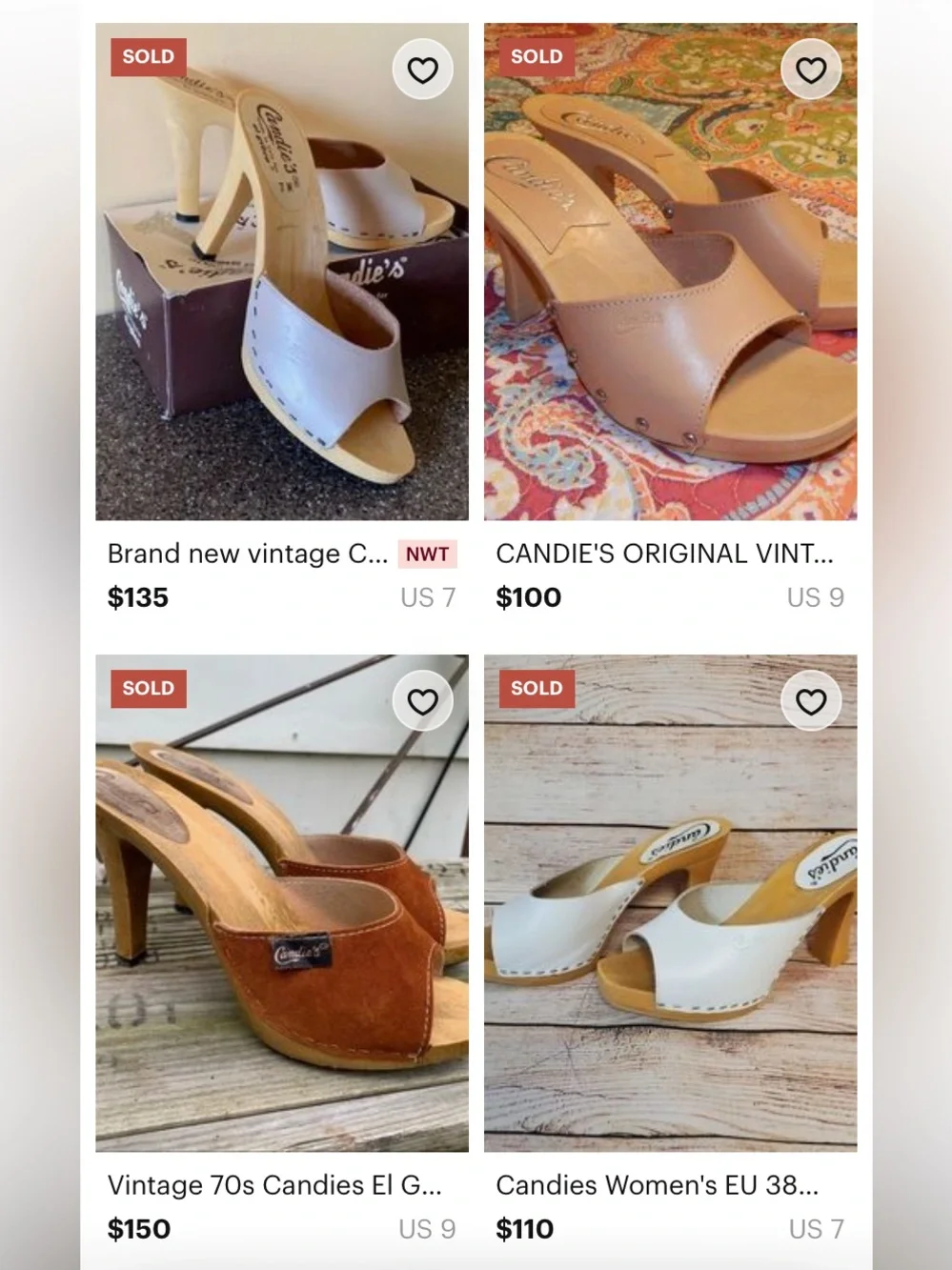 Vintage Candie’s Throwback Leather Studded Platform Heeled Sandals Womens 9 Tan